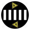 Projection of luminous crosswalk sign on the ground with caution cart sign