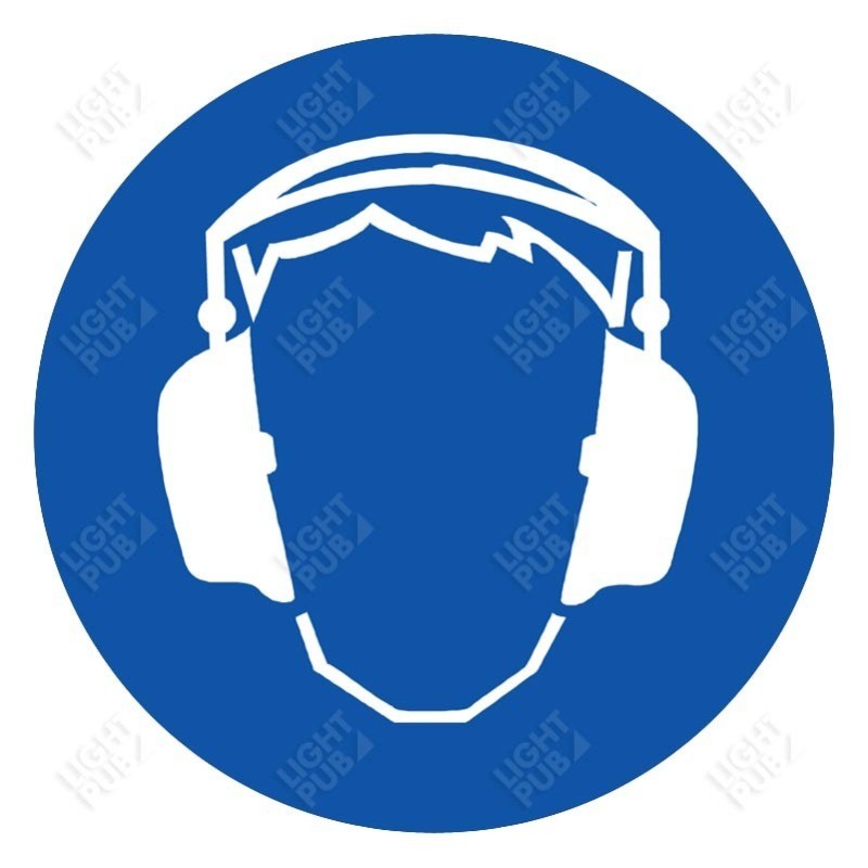 Gobo for light panel projection Hearing protection mandatory