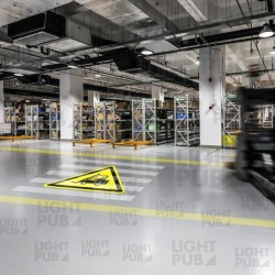 Projection of illuminated forklift warning signs