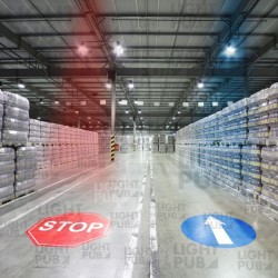 Illuminated floor signs for forklift flow management