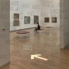 Illuminated arrows on the floor to guide visitors through the museum