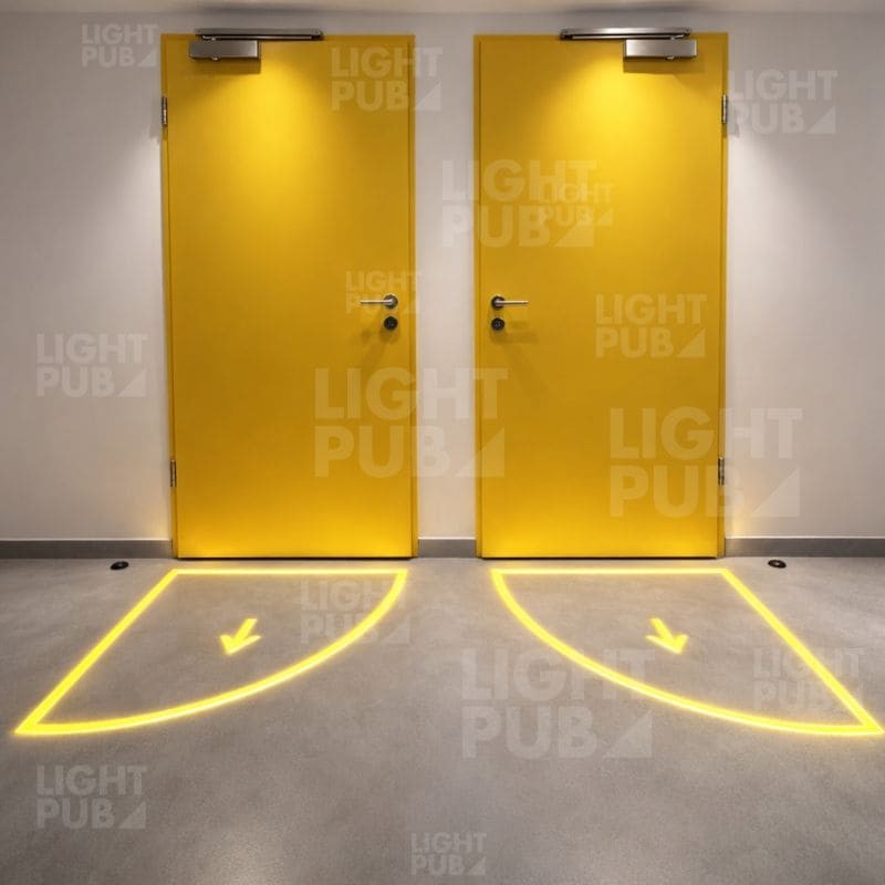 Signalétique lumineuse sol accident ouverture de porte