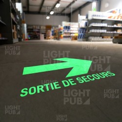 Leuchtschild-Projektor „Notausgang“ mit Pfeil